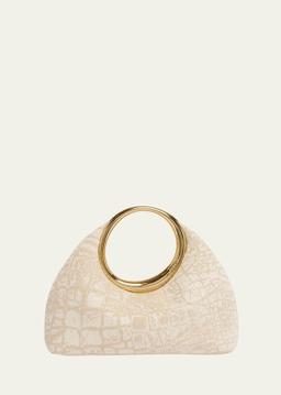 Le Petit Calino Croc-Printed Top-Handle Bag