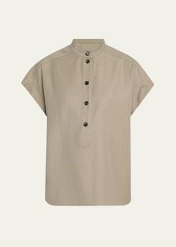 Elody Cap-Sleeve Silk-Wool Shirt