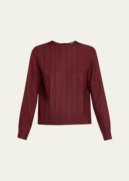 Rossana Pleated Light Shantung Silk Shirt