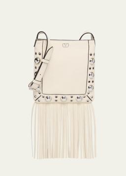 Nellcote Small Fringe Studded Leather Crossbody Bag