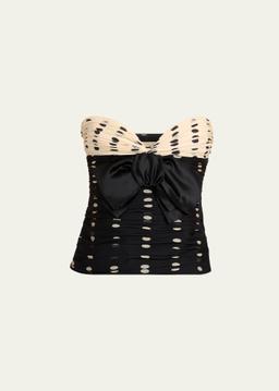 Strapless Polka Dot Ruched Bustier