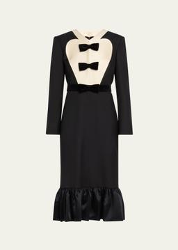Bow Tuxedo Ruffle Midi Dress