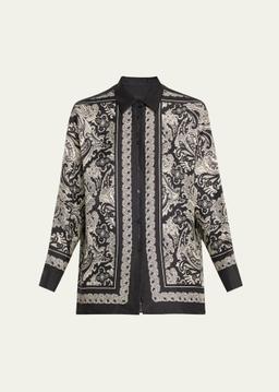 Alfie Paisley Printed Silk Blouse