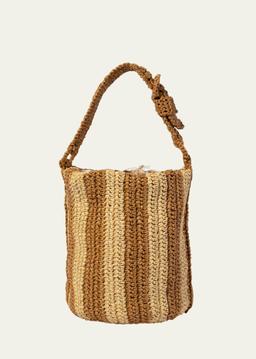 Cheyenne Striped Raffia Bucket Bag