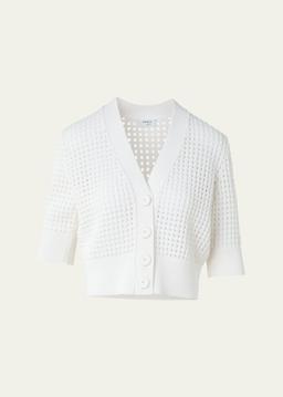 Chunky Cotton Mesh Knit Cardigan