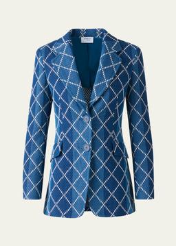 Diamond Cotton Jacquard Fitted Blazer