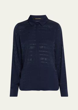 Korry Rhinestone Striped Blouse