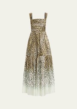 Meira Tiered Leopard-Print Midi Dress