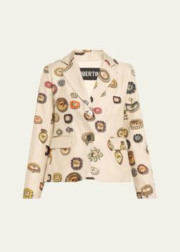 Ivory Lovers Eyes Single-Breasted Short Jacket