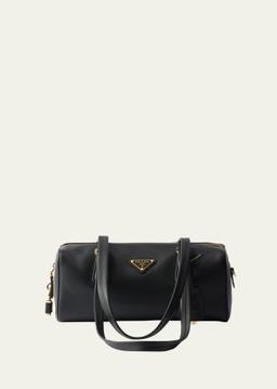 Zip Soft Grain Leather Shoulder Bag