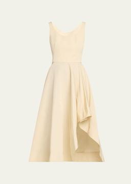 Scoop-Neck Asymmetric Midi Dress