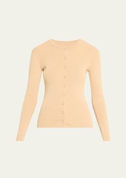 Fine Knit Ribbed Cardigan