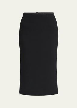 Stretch Crepe Straight Midi Skirt