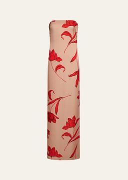 Manuela Strapless Floral-Print Column Gown