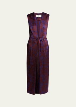 Romina Floral Drawstring Sleeveless Coat