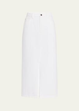 Front-Slit Cotton Midi Skirt