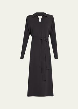 Belted Side Slit Midi Dress