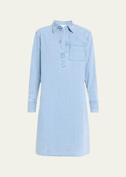 Patch Pocket Denim Popover Shirtdress