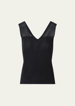 Lined Semi-Transparent Shoulder Knit Top