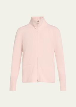 Cashmere Pique Knit Zip Cardigan