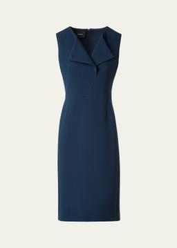 Double-Face Wool Crepe Sheath Dress