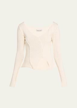 Eddy V-Neck Exposed Seam Sweater