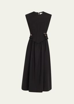 Heavy Cotton Tailored Corset Midi Dress