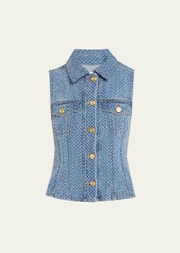 Fluffy Denim Fitted Top