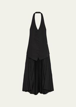 Pleated Halter Vest Dress