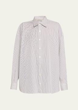Raiven Paillette Striped Button-Down Shirt