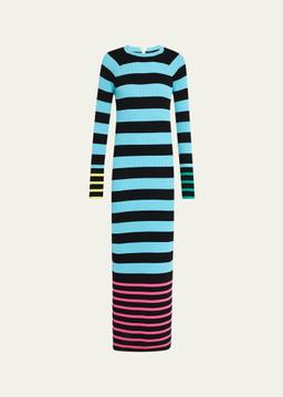 Sam Stripe Long-Sleeve Maxi Dress