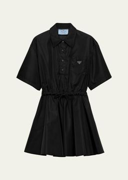 Re-Nylon Drawstring Fit-Flare Mini Dress