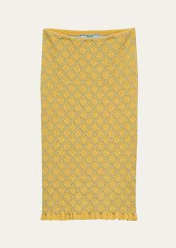 Diamond Pattern Smocked Knit Skirt