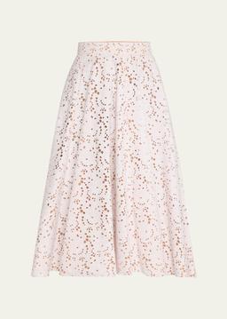 Broderie Anglaise Midi Circle Skirt