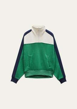 Vintage Color Block Half-Zip Jacket