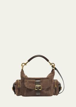Medium Camera Shoulder Bag in Suede
