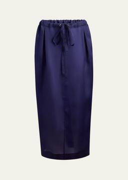 Chenton Long Drawcord Silk Skirt