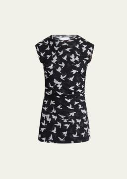 Mesh Flying Bird Haze Ruched Top