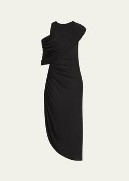 Gabrielle Draped Matte Jersey Midi Dress
