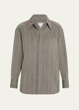 Subtle Stripe Wool Shirt with Enamelled Matchsticks