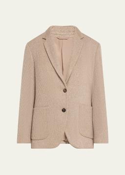 Two-Button Lurex Cotton English Rib Blazer