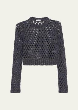 Sparkling Silk-Linen Crewneck Sweater