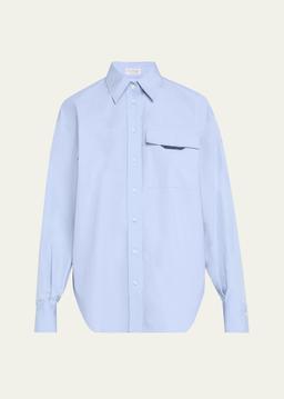 Matte Poplin Shirt with Monili Flap Pocket