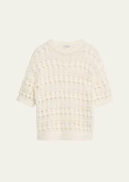 Openwork Knit Cotton Jute Top