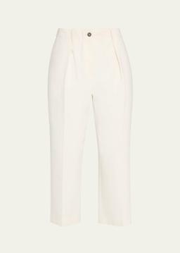 Creased Square Cotton Wool Chino Pants