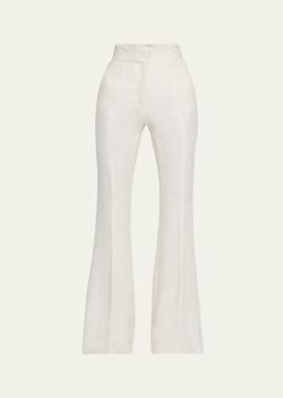Rhein Flared Textured Silk Pants