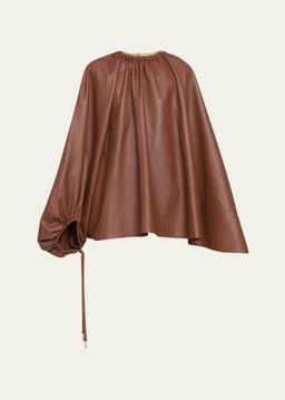 Wilmer Asymmetric Leather Cape Top