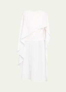 Asymmetric Satin Crepe Cape Top