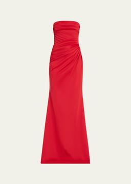 Strapless Pleated A-Line Gown