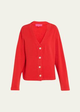 Logo Embroidered Jersey Cashmere Cardigan